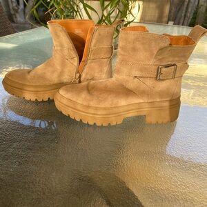 Lucky Brand Tan Suede Combat Boots